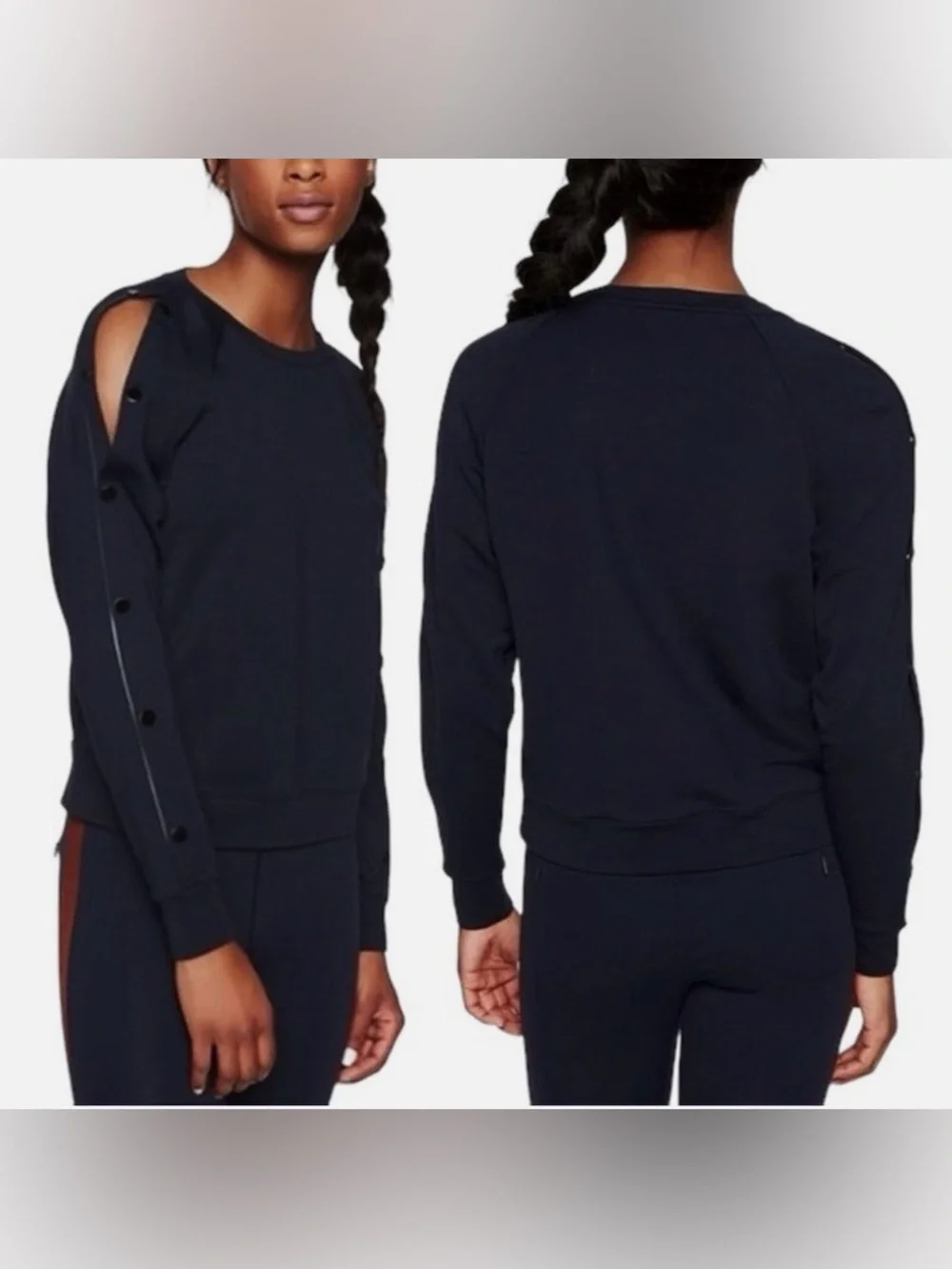 Athleta Snappy Sweatshirt sleek, stretchy, lightweight, casual, travel. - Picture 2 of 11